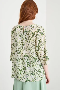 Blusa in twill - Avorio Verde
