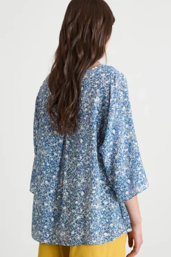 Blusa in twill - Blu