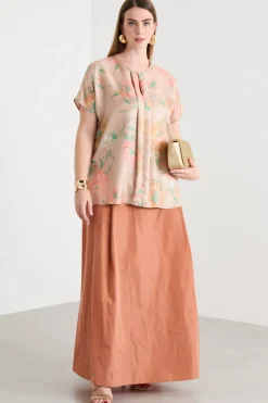 Blusa in twill con maniche a kimono - Rosa
