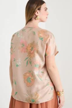 Blusa in twill con maniche a kimono - Rosa