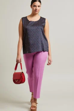 Blusa in twill stampata - Blu Rosa