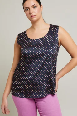 Blusa in twill stampata - Blu Rosa