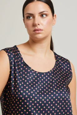 Blusa in twill stampata - Blu Rosa