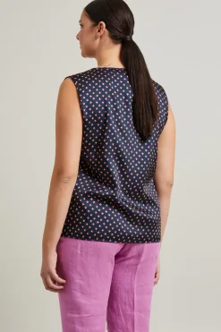 Blusa in twill stampata - Blu Rosa
