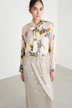 Blusa in twill stampato - Avorio