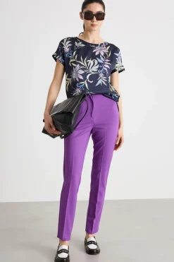 Blusa in twill stampato - Blu