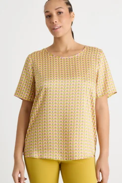 Blusa in twill stampato - Giallo