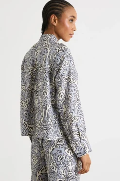 Blusa in twill stampato - Lilla