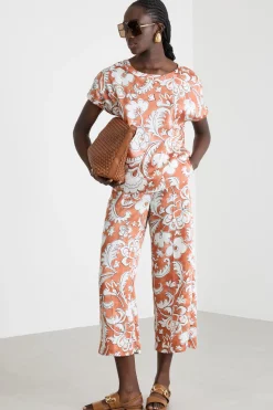 Blusa in twill stampato - Rosa