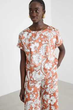 Blusa in twill stampato - Rosa