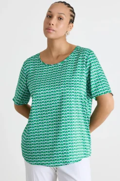 Blusa in twill stampato - Verde