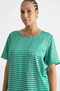 Blusa in twill stampato - Verde