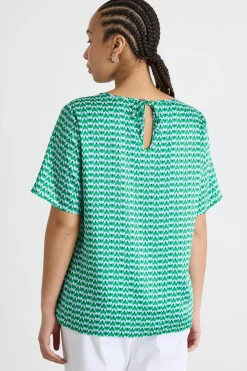Blusa in twill stampato - Verde