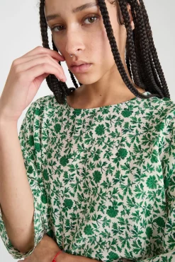 Blusa in twill - Verde Bianco