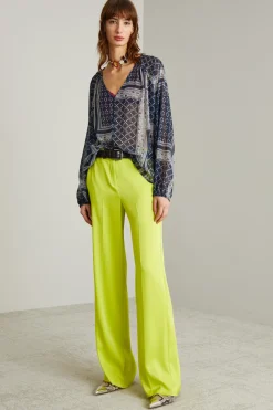 Blusa morbida in creponne - Blu