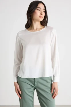 Blusa morbida in twill - Bianco