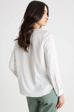Blusa morbida in twill - Bianco