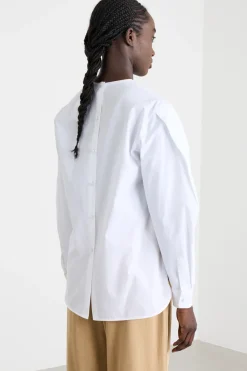Blusa oversize in popeline stretch - Bianco