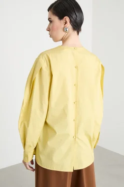 Blusa oversize in popeline stretch - Giallo