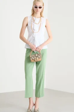 Blusa smanicata con rouche - Bianco