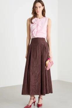 Blusa smanicata con rouche - Rosa