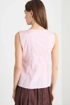 Blusa smanicata con rouche - Rosa