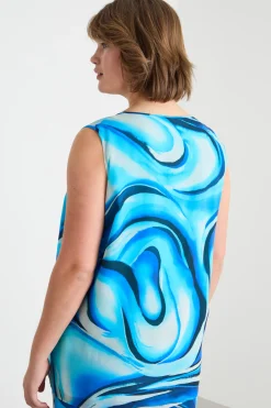 Blusa stampata senza maniche - Azzurro