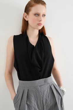 Body con drappeggio - Nero