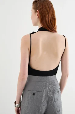 Body con drappeggio - Nero