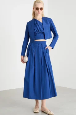 Bolero open-front in taffettà - Blu