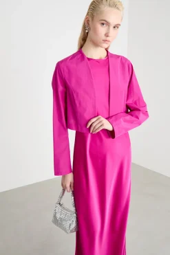 Bolero open-front in taffettà - Fuxia