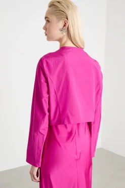 Bolero open-front in taffettà - Fuxia