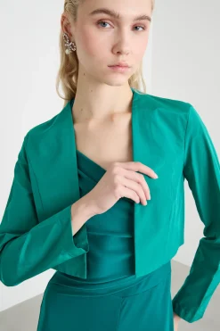 Bolero open-front in taffettà - Verde