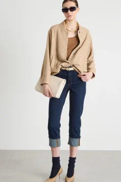 Bomber con paillettes - Cammello