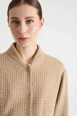 Bomber con paillettes - Cammello