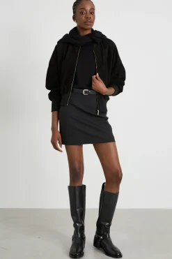 Bomber crop in suede - Nero
