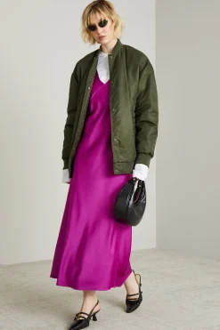 Bomber imbottito in raso tecnico - Verde Kaki
