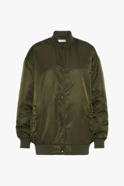 Bomber imbottito in raso tecnico - Verde Kaki