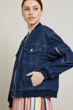 Bomber in denim - Blu Denim