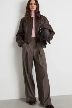 Bomber in nappa - Marrone