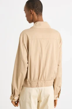 Bomber in raso antigoccia - Beige