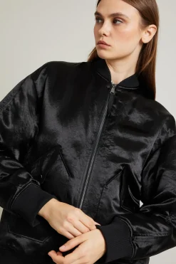 Bomber in raso tecnico - Nero