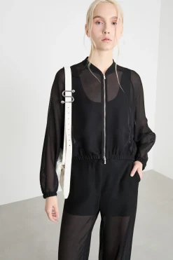 Bomber in rete tecnica - Nero