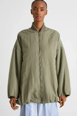 Bomber in twill antigoccia - Verde