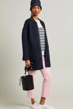 Bomber lungo in jersey compatto - Blu Notte