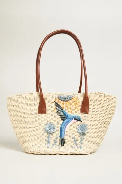 Borsa con disegno ricamato - Paglia