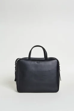 Borsa a bauletto media in pelle - Nero