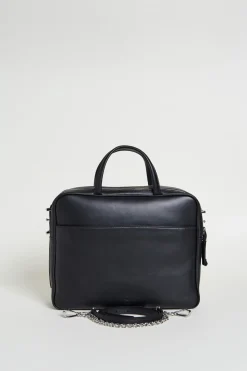 Borsa a bauletto media in pelle - Nero