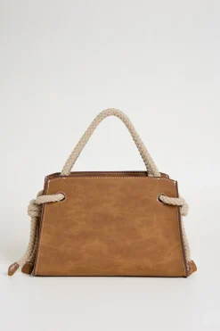 Borsa a mano con manici in corda - Marrone