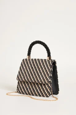 Borsa a mano intrecciata - Nero Beige